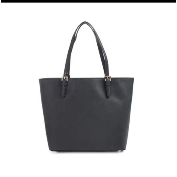 Michael Kors Black Handbag Tote Frame Jet Set Saffiano Leather Medium NWT - Picture 2 of 8